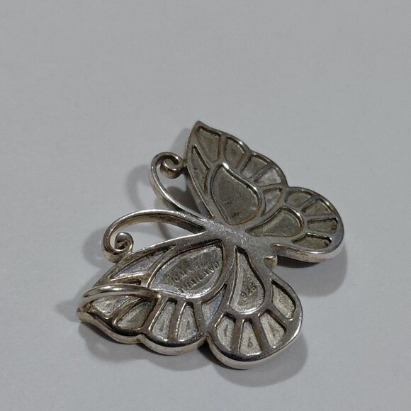 Sterling Silver Butterfly Pendant Charm 1" Multicolored Rhinestones JMC Thailand - Picture 4 of 9